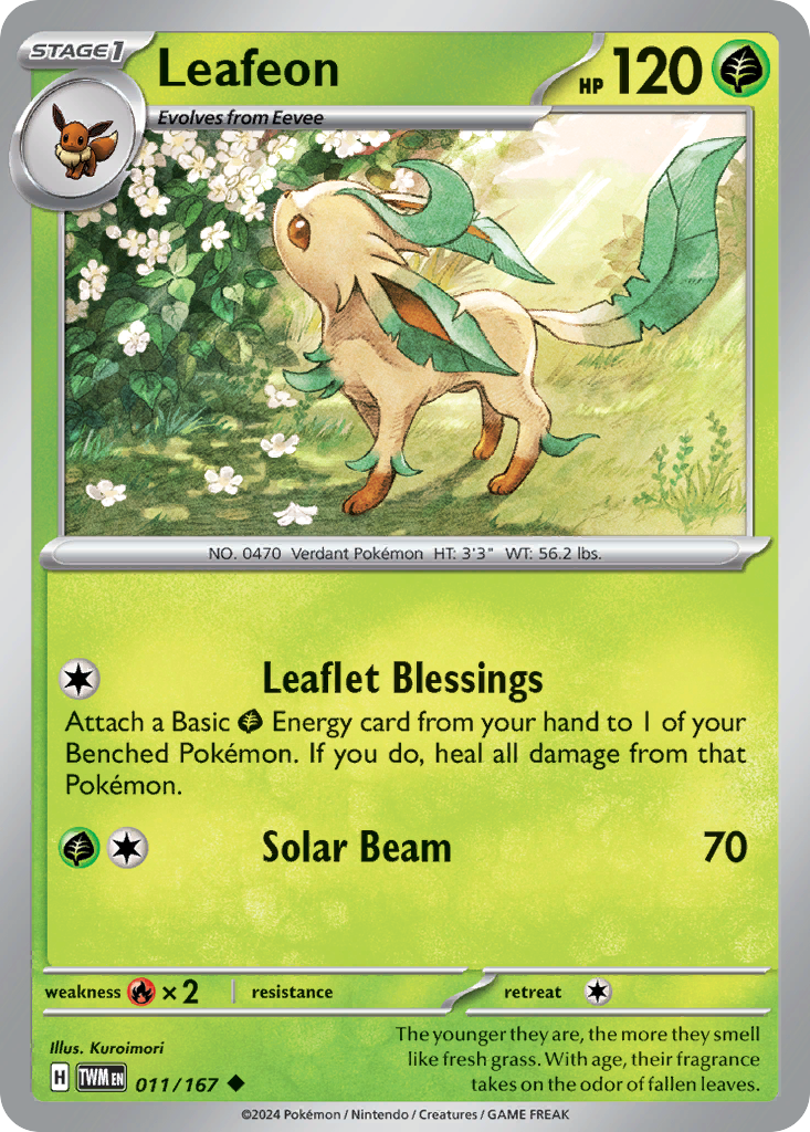 reverse holofoil pokemon cards Leafeon - 011/167