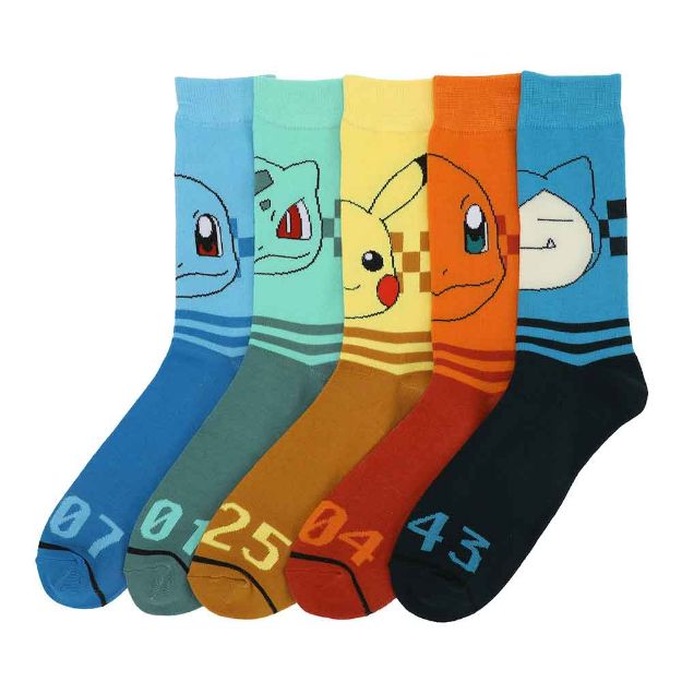 Pokemon Characters 5 Pair Crew Socks