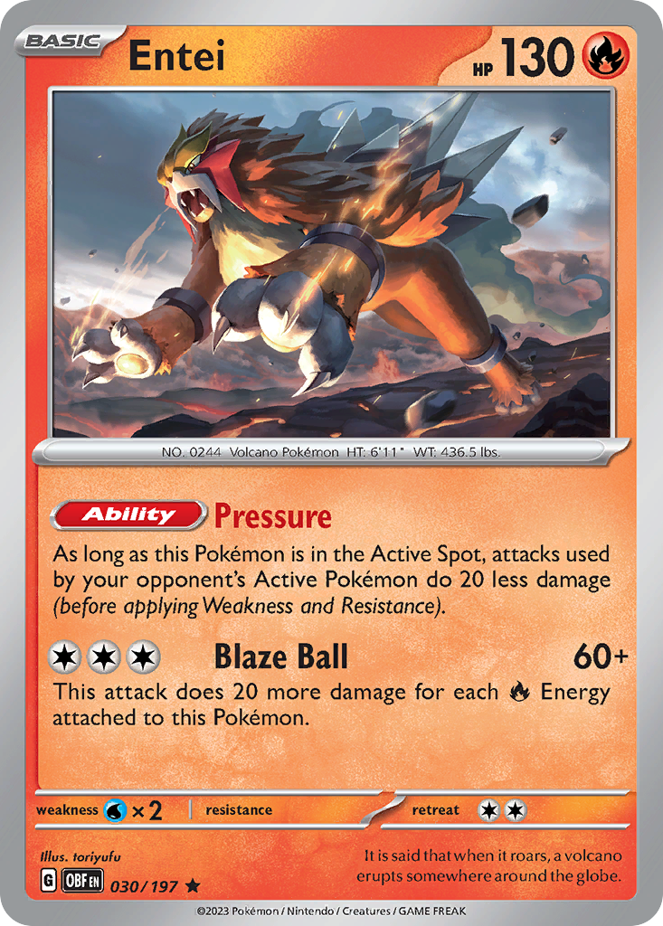 Entei - 030/197 - Reverse Holofoil Entei - 030/197 - Reverse Holofoil