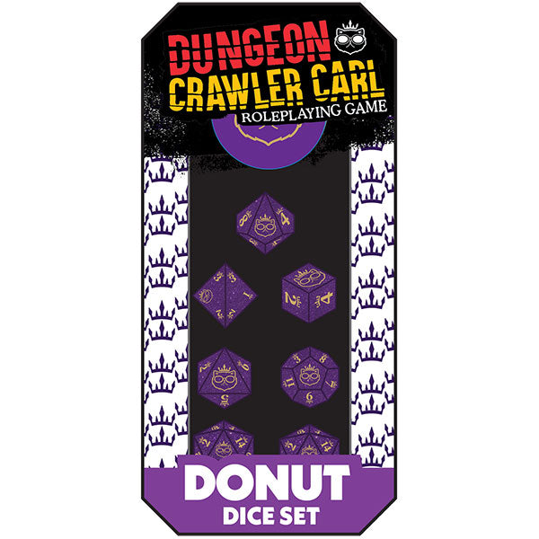7-Die Set Dungeon Crawler Carl RPG Dice: Princess Donut's Enchanted Crown of the Sepsis Whore