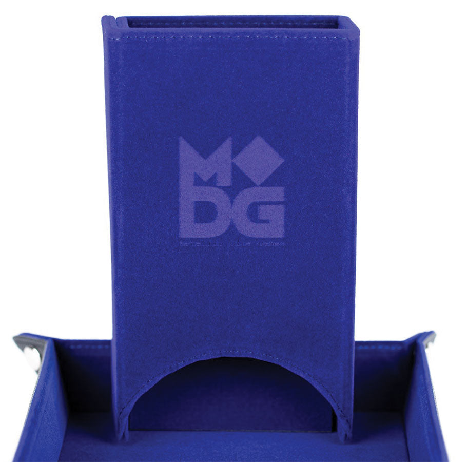 Fold Up Velvet Dice Tower: Blue