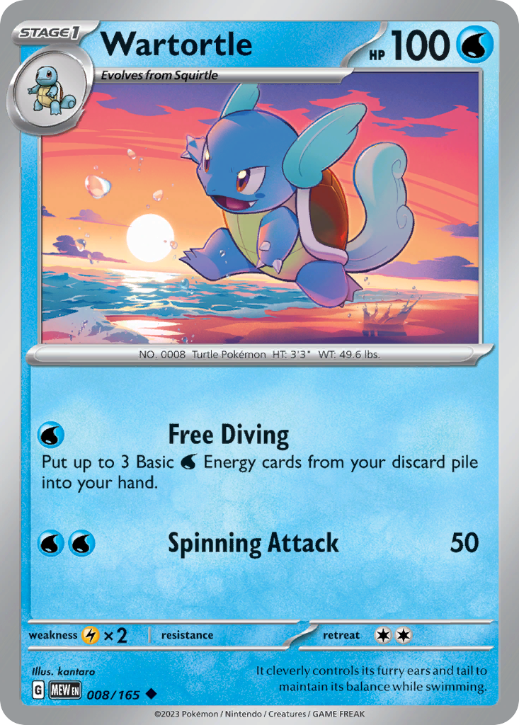 Wartortle - 008/165 - Reverse Holofoil