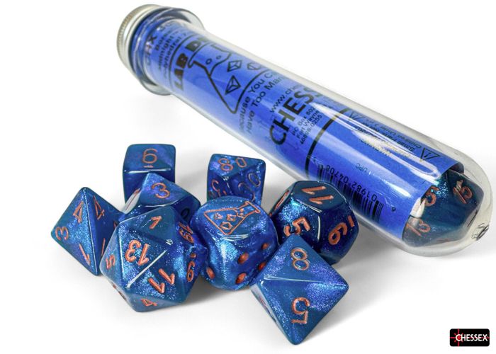 Chessex Lab Dice 9 Borealis Midnight/Copper 7-Die Set