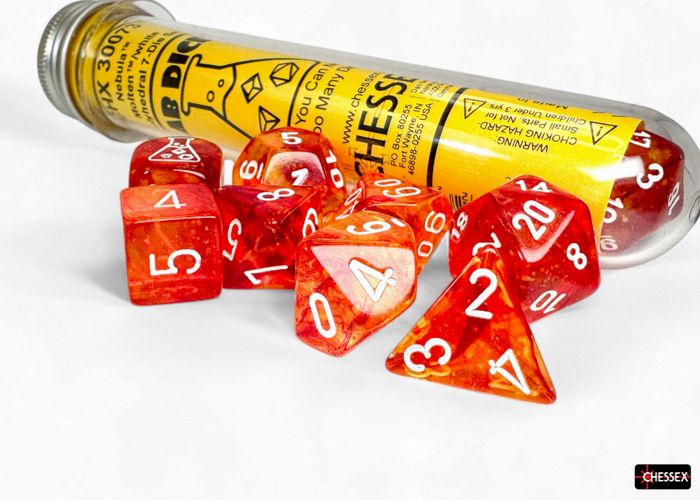 Chessex Lab Dice 9 Nebula Molten/White 7-Die Set Set