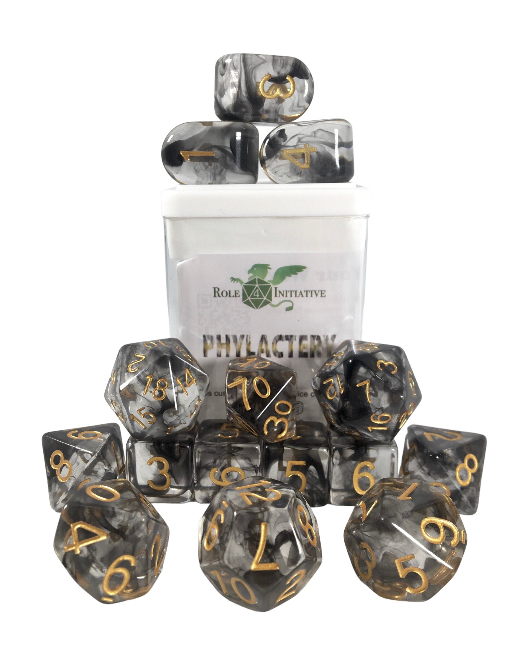 Role 4 Initiative Set of 15 Dice with Arch D4 Diffusion Phylactery