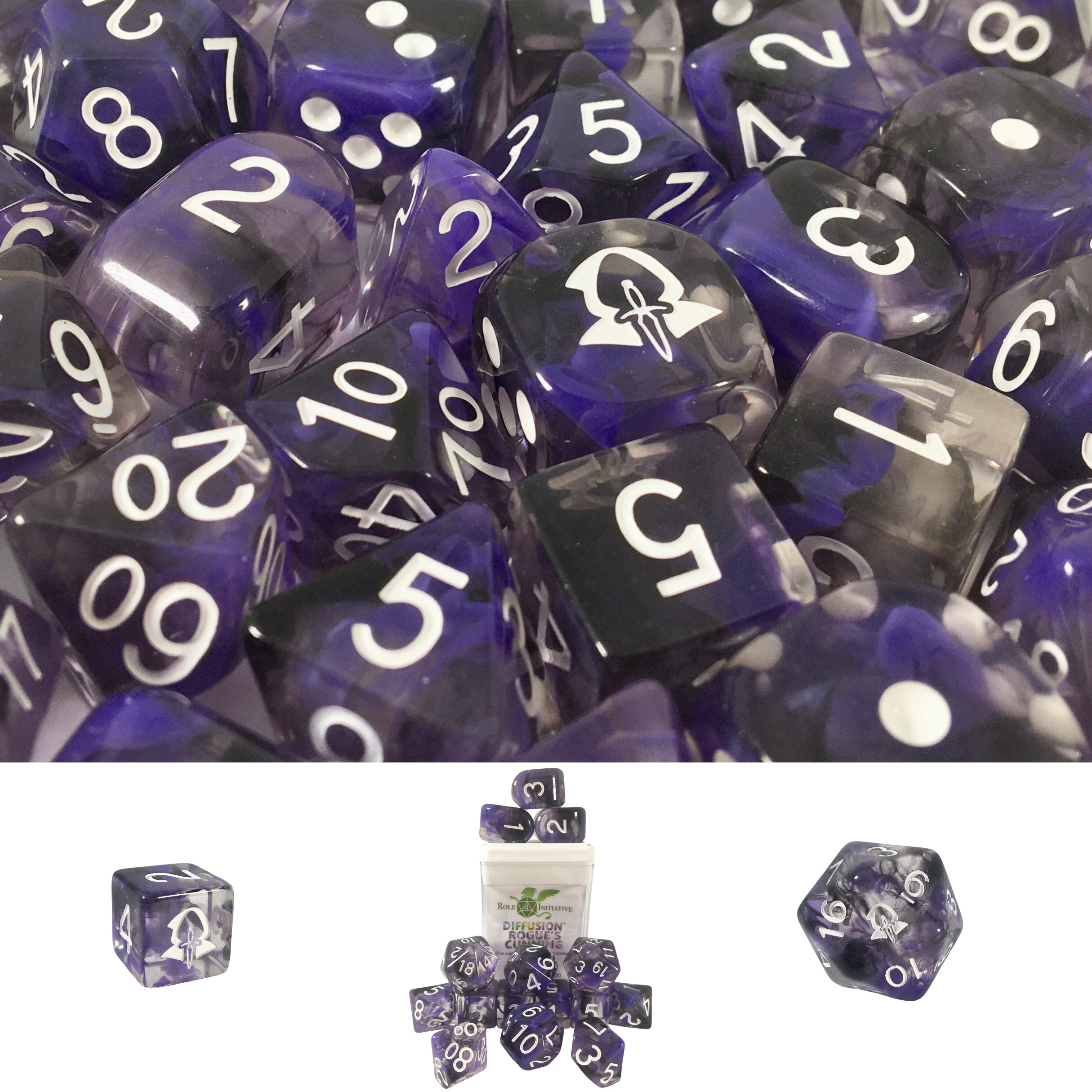 Role 4 Initiative Set of 15 Dice with Arch D4 Diffusion Rogues Cunning with Symbol