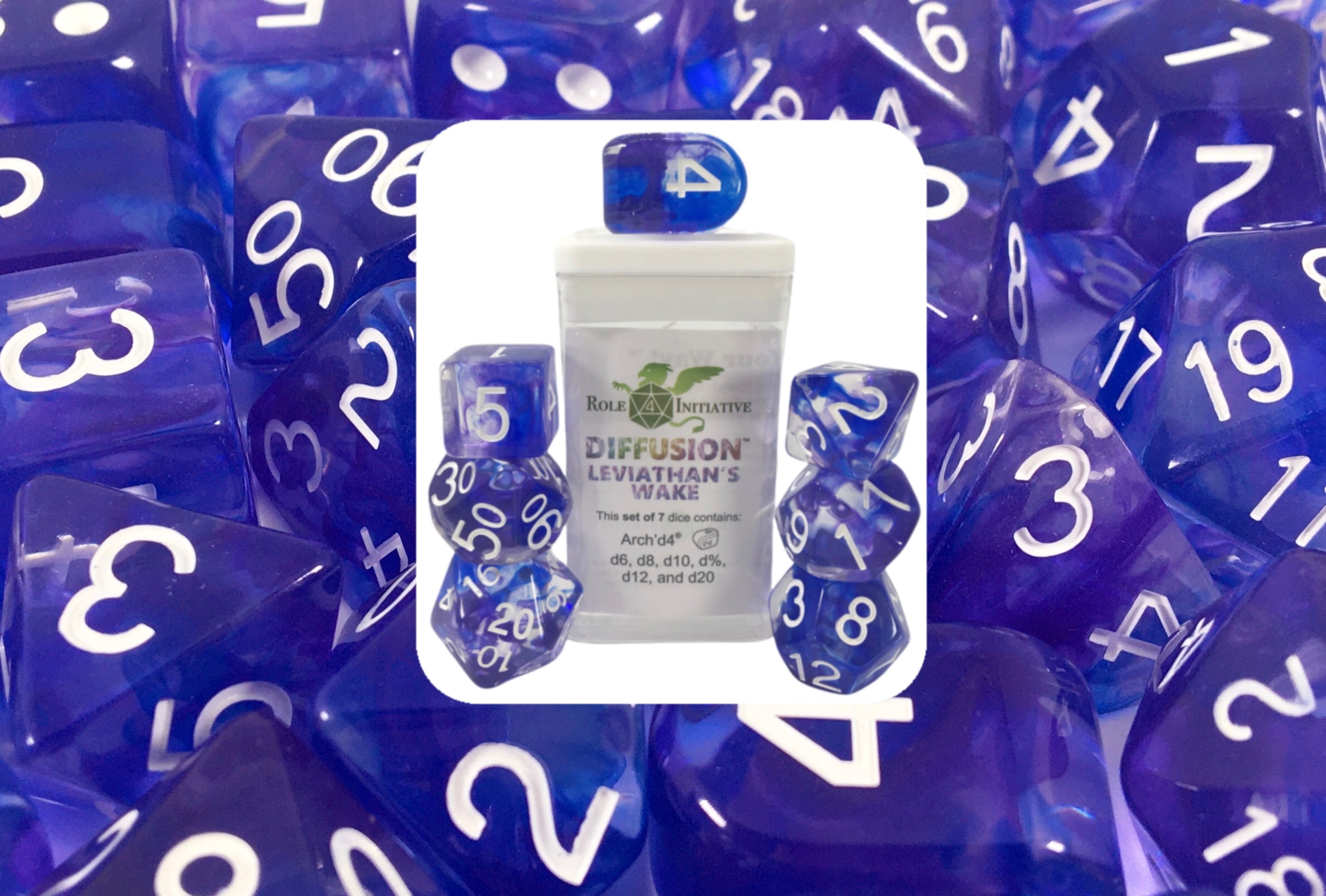 Role 4 Initiative Set of 7 Dice with Arch D4 Diffusion Leviathans Wake