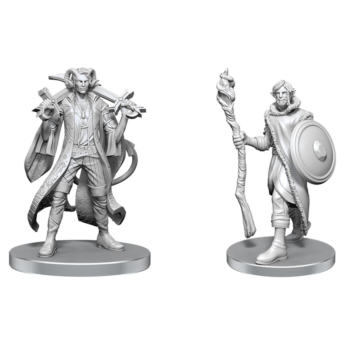 Critical Role Unpainted Miniatures: Mollymauk Tealeaf & Caduceus Clay