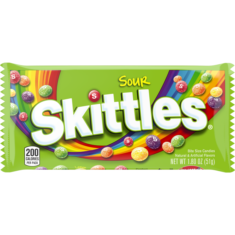 Skittles Sour Fruity Chewy Candy, Full Size, 1.8 oz.