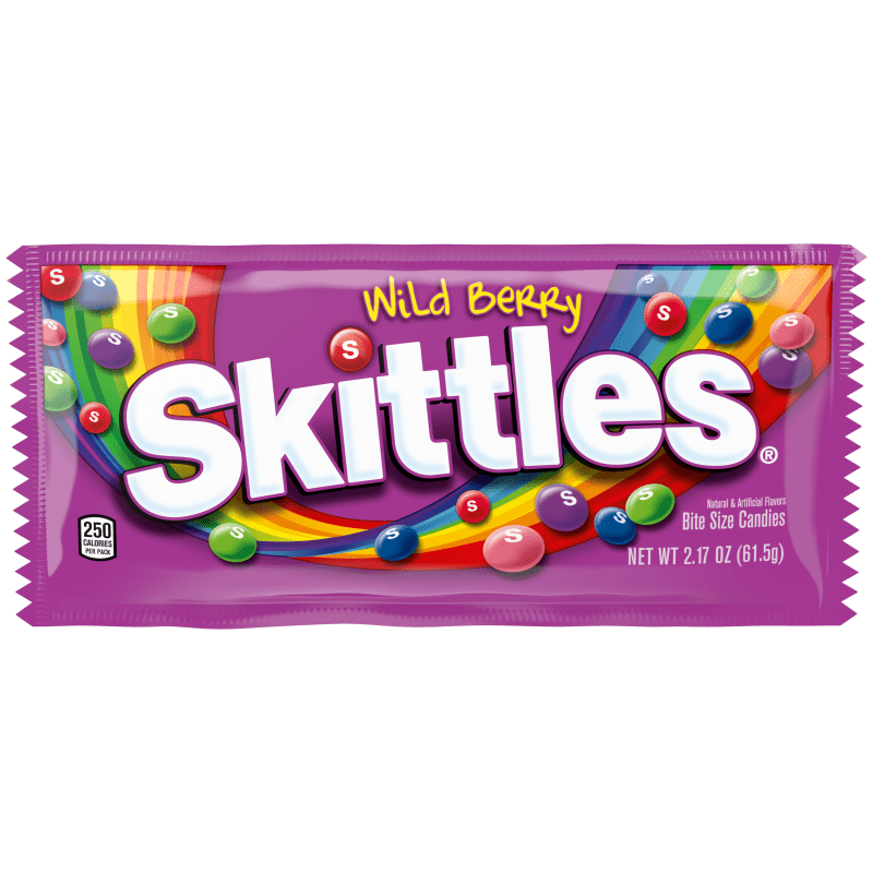 Skittles Wild Berry Fruity Chewy Candy Full Size 2.17 oz.