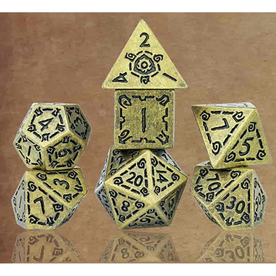 7CT POLY DICE SET: ILLUSORY METAL: GOLD