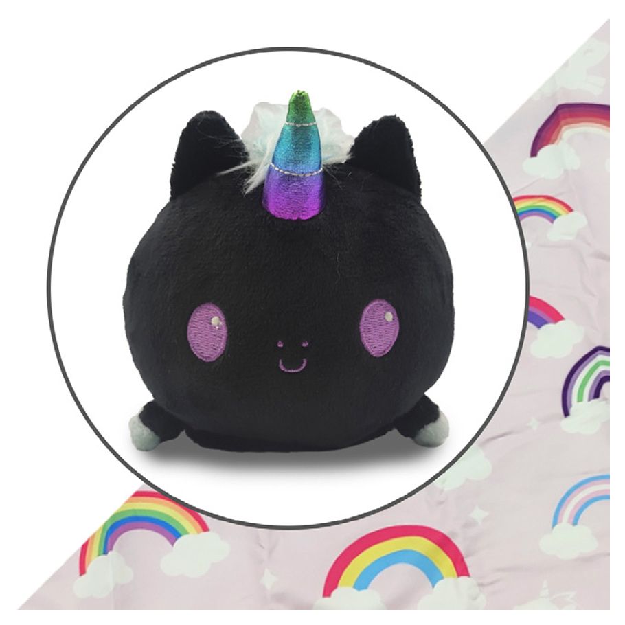 Plushie Tote: Black Unicorn/Rainbows