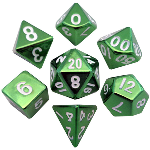 7-Die Set Metal: Green Painted Dice