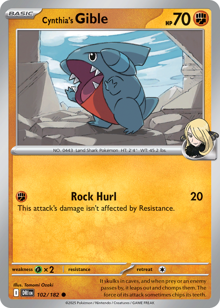Cynthia's Gible - 102/182 - Reverse Holofoil