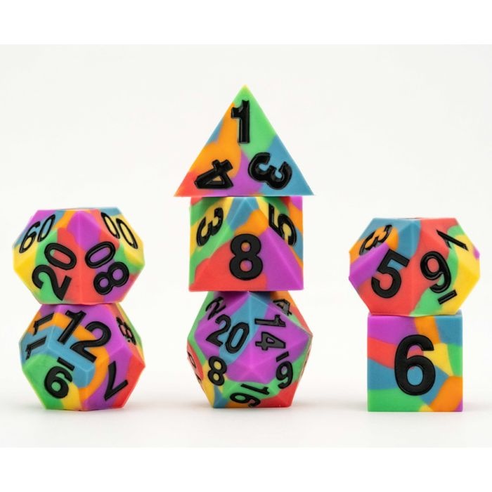 Sharp Edge Silicone Rubber Pride Rainbow Dice