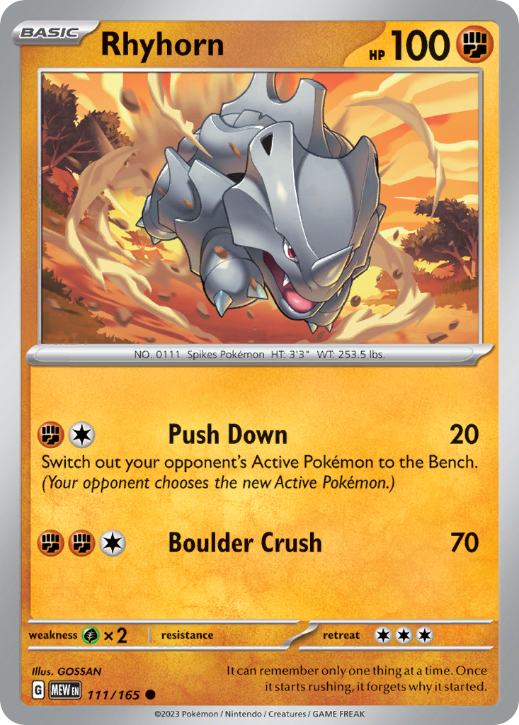 Rhyhorn - 111/165 - Reverse Holofoil
