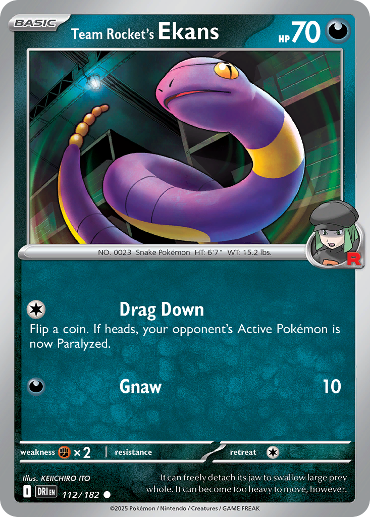 Team Rocket's Ekans - 112/182 - Reverse Holofoil