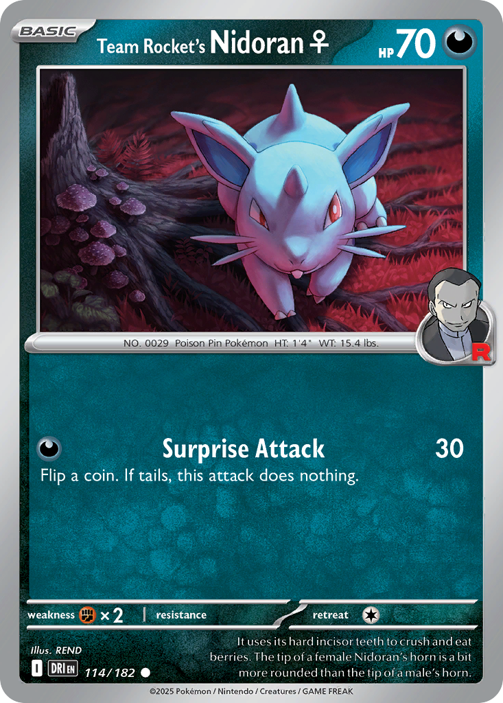 Team Rocket's Nidoran F - 114/182 - Reverse Holofoil