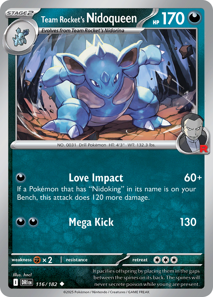 Team Rocket's Nidoqueen - 116/182 - Reverse Holofoil
