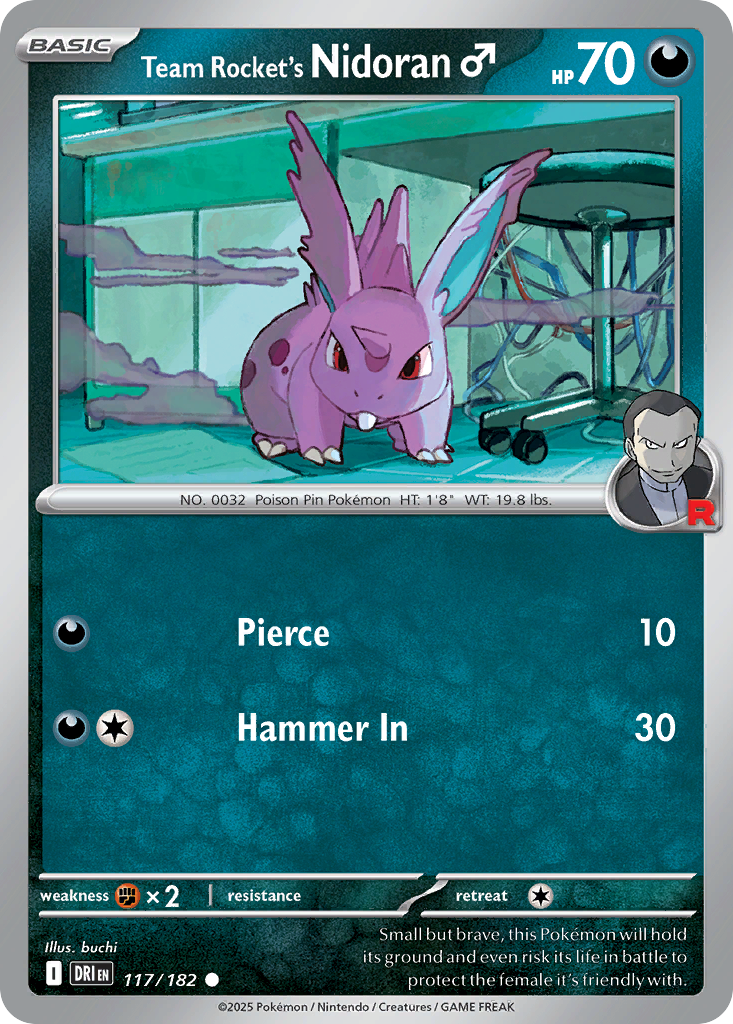 Team Rocket's Nidoran M - 117/182 - Reverse Holofoil