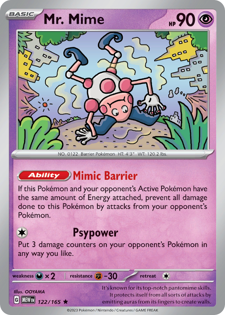 Mr. Mime  - 122/165 - Reverse Holofoil