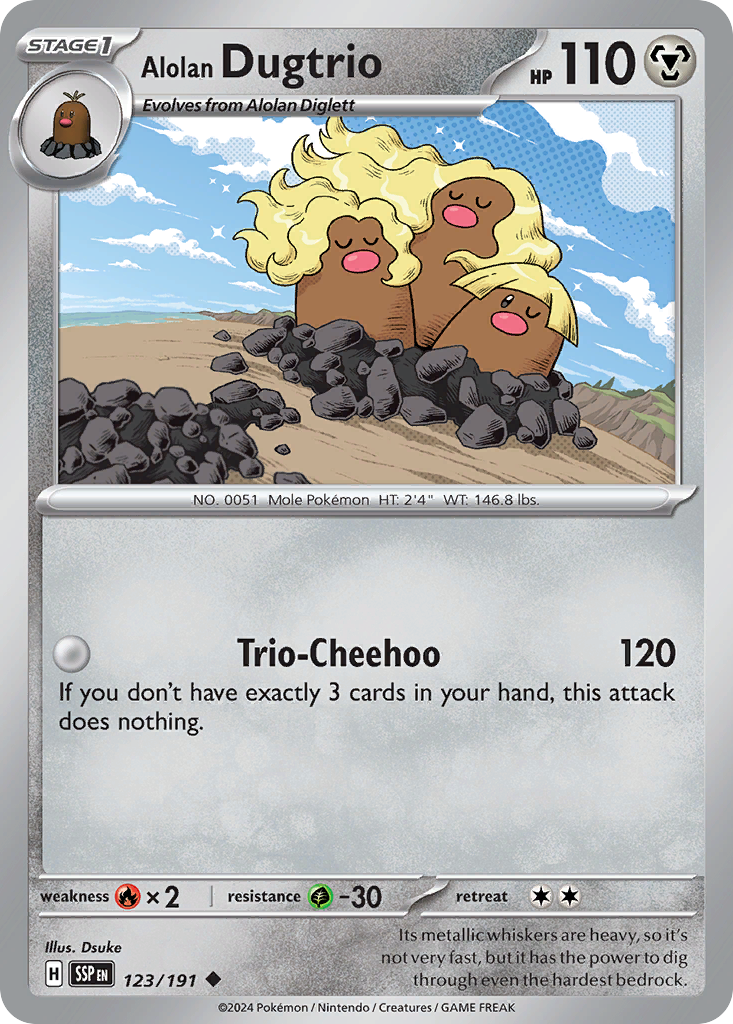 Alolan Dugtrio  - 123/191 - Reverse Holofoil