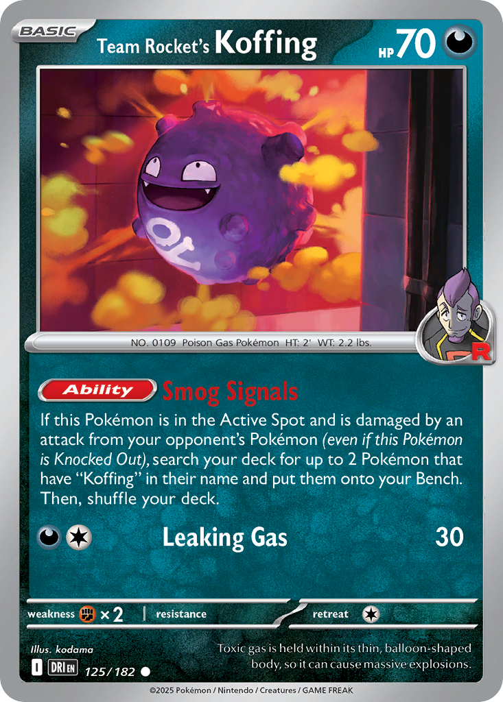 Team Rocket's Koffing - 125/182 - Reverse Holofoil