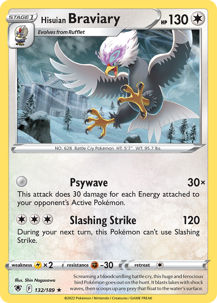 Hisuian Braviary - 132/189 - Reverse Holofoil