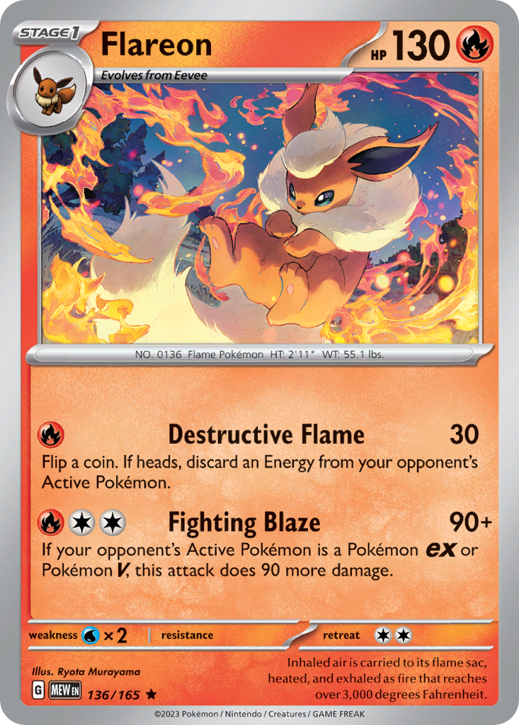 Flareon - 136/165 - Reverse Holofoil