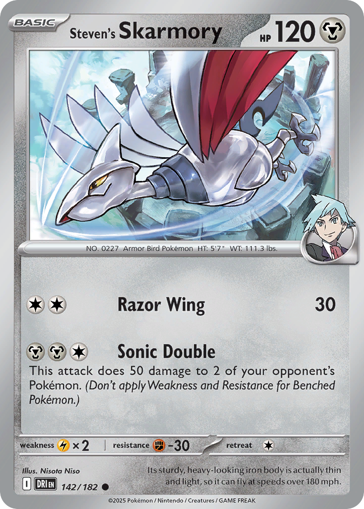 Steven's Skarmory - 142/182 - Reverse Holofoil