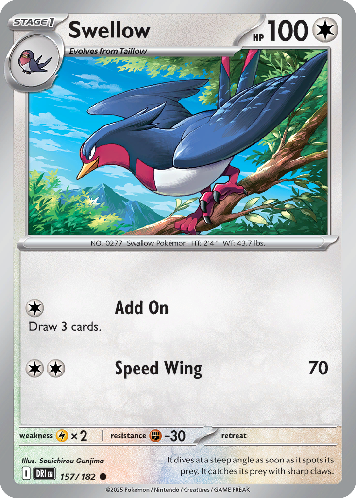 Swellow - 157/182 - Reverse Holofoil