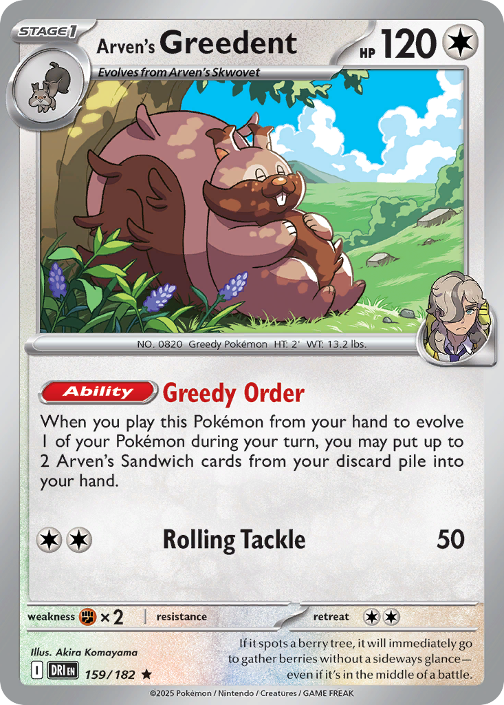 Arven's Greedent  - 159/182 - Reverse Holofoil