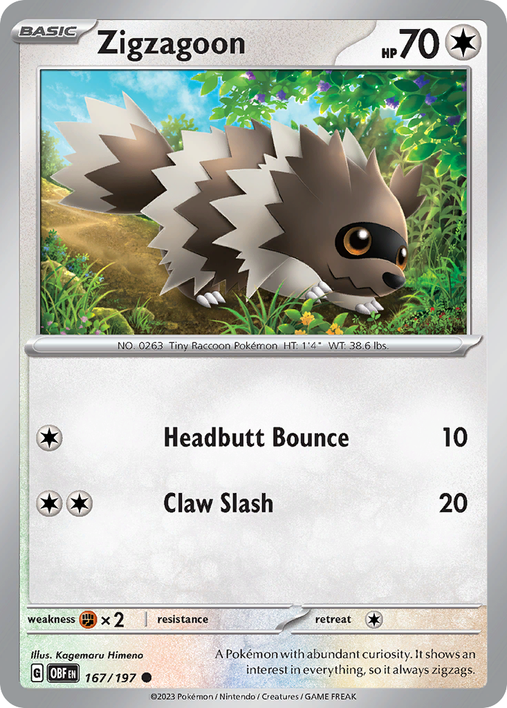Zigzagoon - 167/197 - Reverse Holofoil