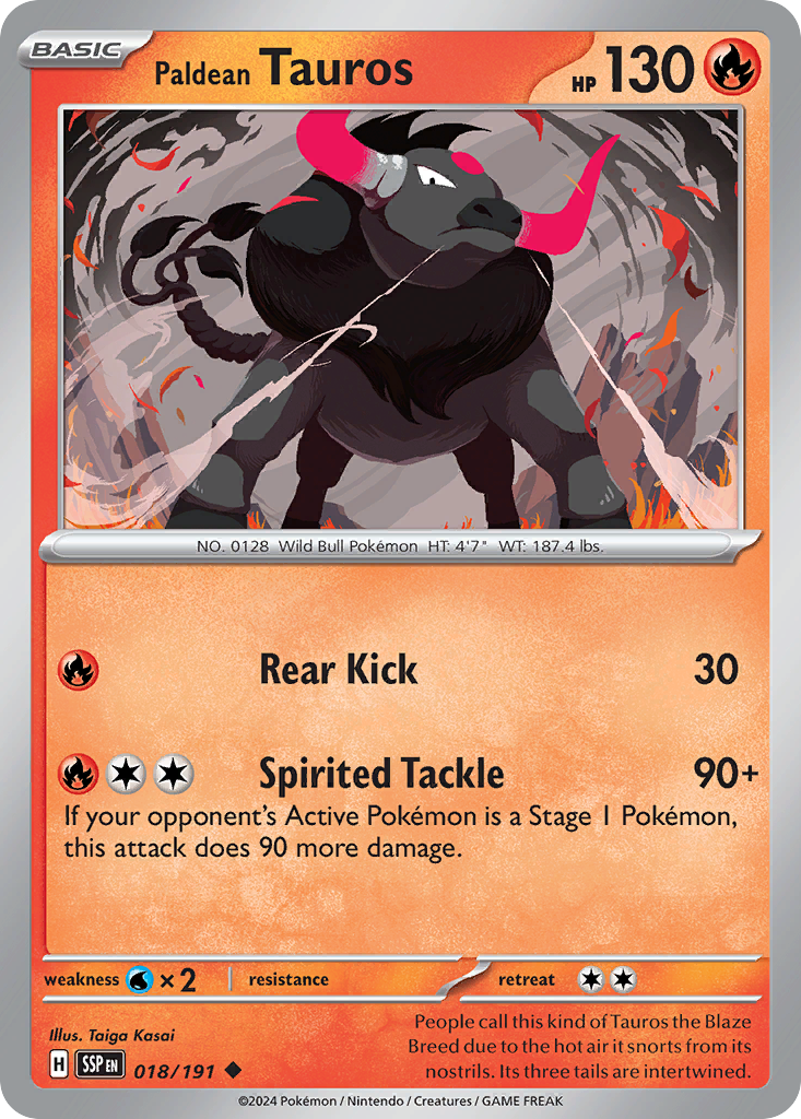 Paldean Tauros  - 018/191 - Reverse Holofoil