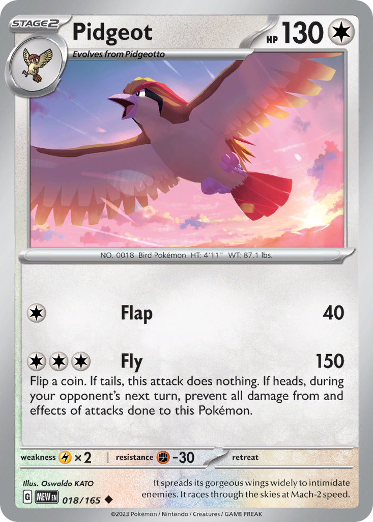 Pidgeot - 018/165 - Reverse Holofoil