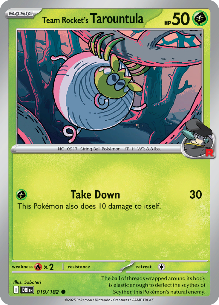 Team Rocket's Tarountula - 019/182 - Reverse Holofoil