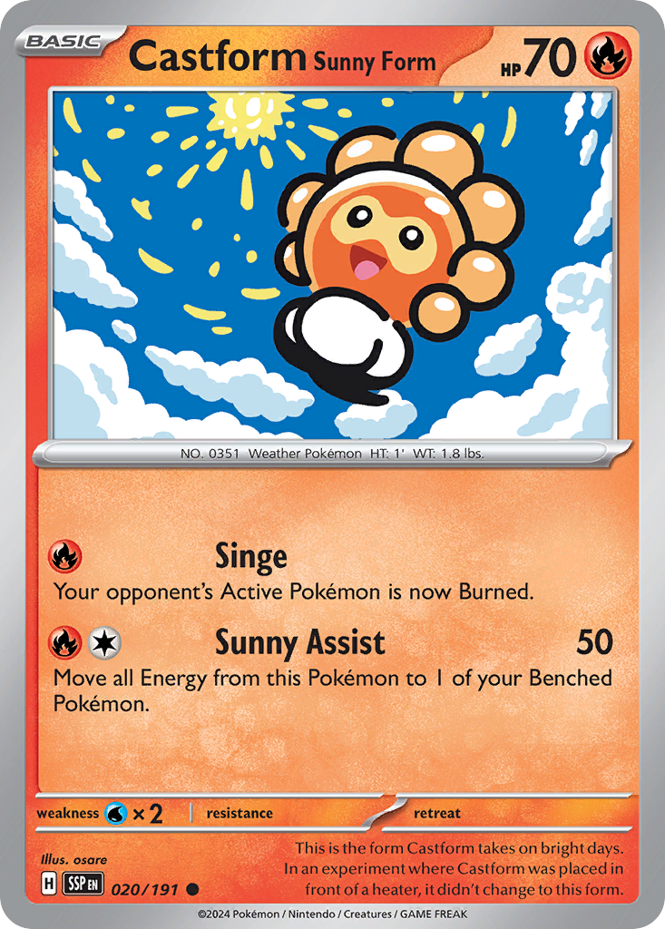 Castform Sunny Form  - 020/191 - Reverse Holofoil