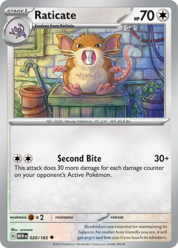 Raticate - 020/165 - Reverse Holofoil