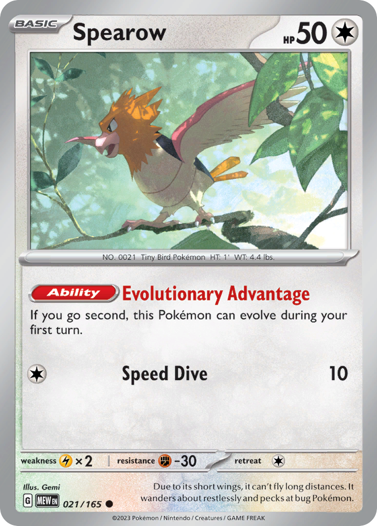 Spearow - 021/165 - Reverse Holofoil