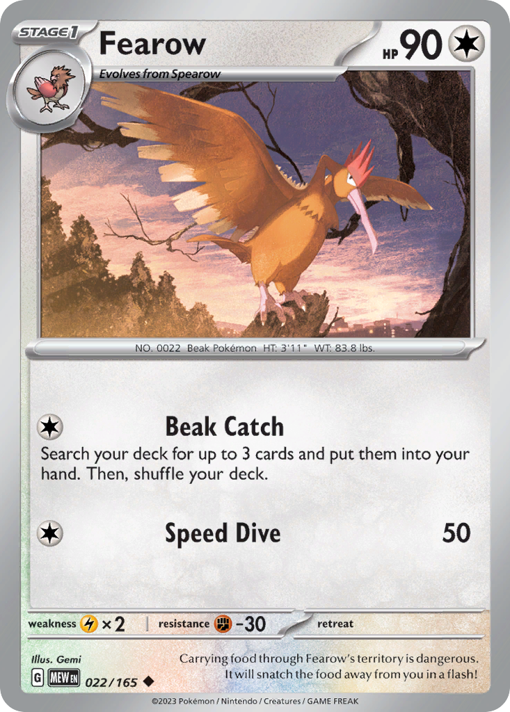 Fearow - 022/165 - Reverse Holofoil