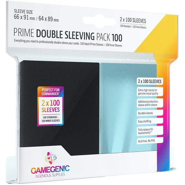 Deck Pro Gamegenic Prime Double Sleeving Pack 100 - Clear & Black (2 X 100ct.)
