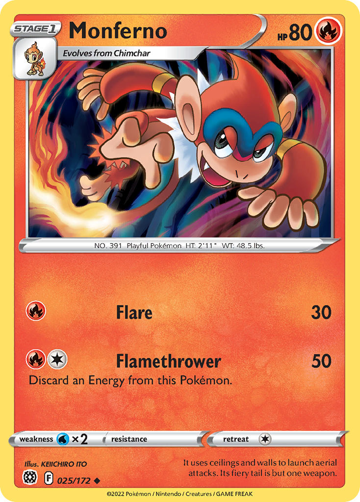Monferno - 025/172 - Reverse Holofoil