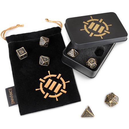 7-Set Enhance: Metal Dice Set with Case and Dice Bag