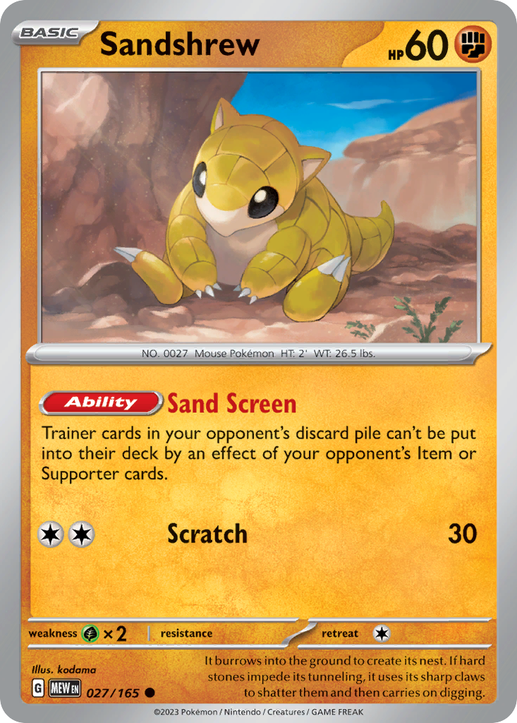 Sandshrew - 027/165 - Reverse Holofoil