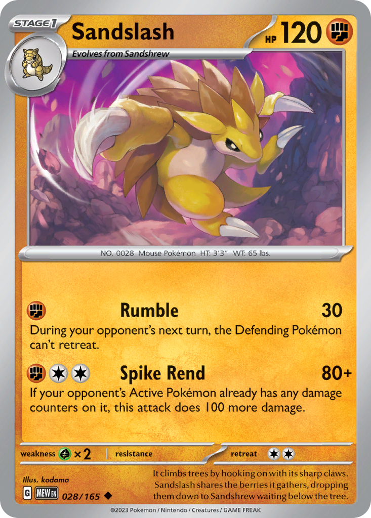 Sandslash - 028/165 - Reverse Holofoil