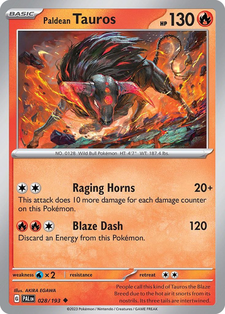 Paldean Tauros  - 028/193 - Reverse Holofoil