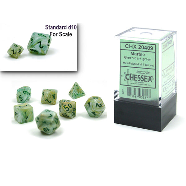 7-Die Set Mini Marble: Green/Dark Green