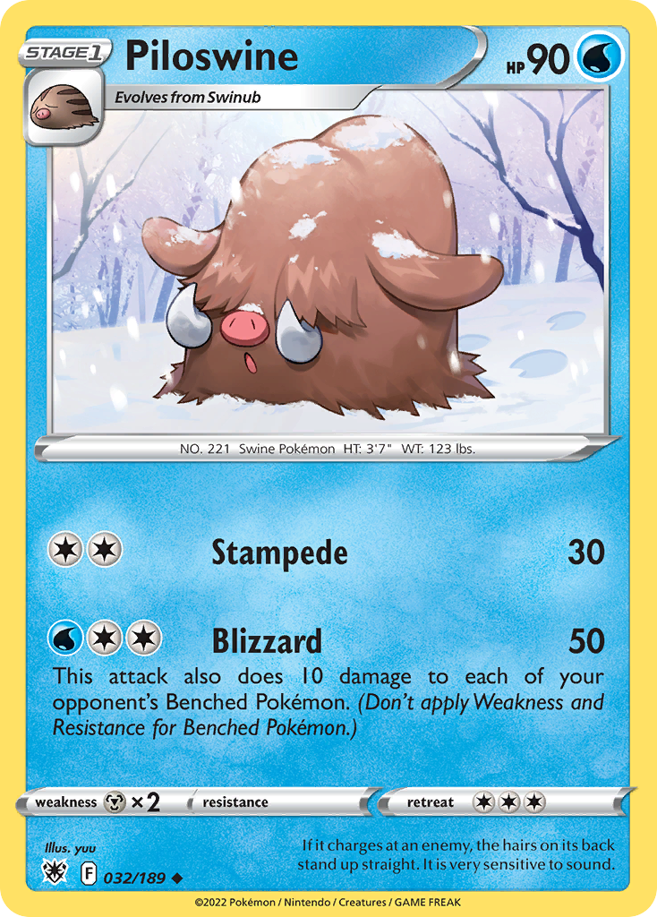 Piloswine - 032/189 - Reverse Holofoil