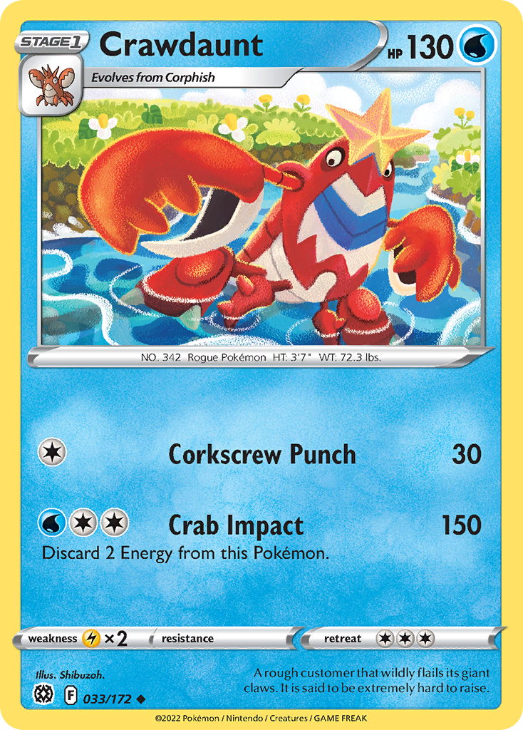 Crawdaunt - 033/172 - Reverse Holofoil