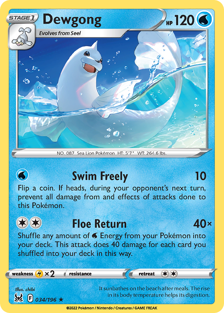 Dewgong - 034/196 - Reverse Holofoil